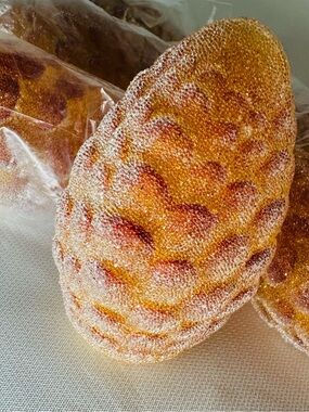 Set of 6 Vintage Pine Cone Christmas Light Covers Textured Plastic Amber Gold